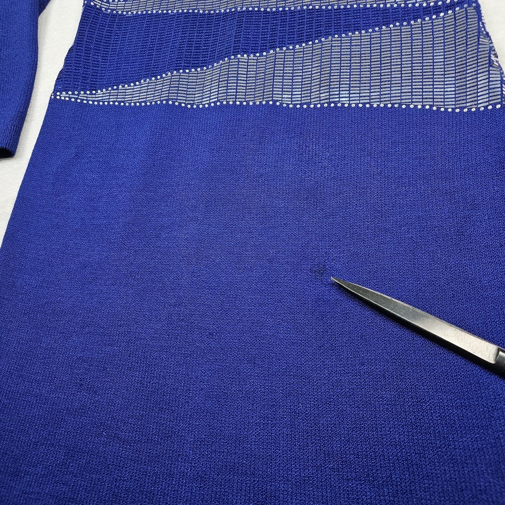 St. John Evening Sheath Dress Womens 8 Knit Mock Neck Sequin Long Sleeve USA - Picture 9 of 16